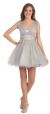 Sweetheart Neck Layered Mesh Short Party Prom Dress in Silver